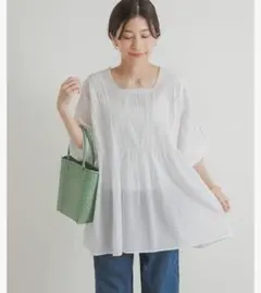 アーバンリサーチドアーズ　ピンタックレースギャザーブラウス　doors