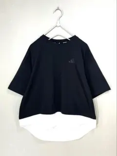 468 極美 adidas ゆったり コットンブレンド 半袖Tシャツ カットソーのサムネイル