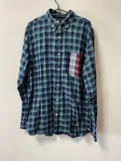 トミーヒルフィガー　XL チェックシャツ 長袖BDシャツ グリーン 古着 メンズ