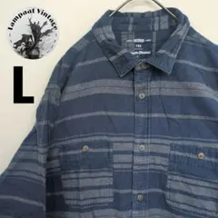 US古着 フランネルシャツ urban ネイビー Lのサムネイル