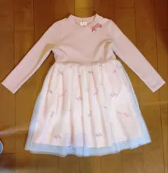 ピンク 長袖 ワンピース 花柄