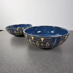 まずまず美品 美濃焼 和モダン ルリ釉 金彩 深鉢 ペアのサムネイル