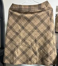 INDIVI ウール90% チェック スカート 40 ブラウン