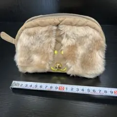 犬刺繍入り◆ふわふわ毛足長めフォーマルポーチ