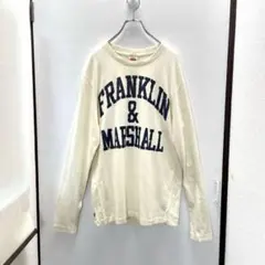 【イタリア製】フランクリンマーシャル カレッジロゴ 長袖Tシャツ M アイボリー