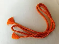 （10960）オレンジ 編み込み帯締め フリンジ付き　細組紐