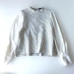 美品　SHIPS　シップス　ツイードコンビボリュームスリーブブラウス　М