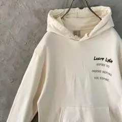 ヴィンテージ　パーカー　バックプリント　英字　フーディー　裏起毛　古着　IW4