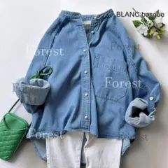 パールボタンデニムシャツ size38　BLANC basque