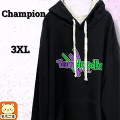 Champion パーカー アメリカ古着 3XL 黒 裏起毛 ビッグサイズ