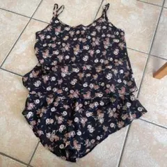 ブラックフローラルキャミソールセット