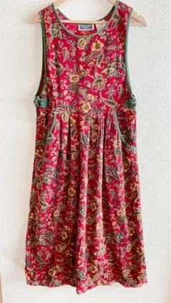 ERIKA CLASSICS ヴィンテージ 花柄コーデュロイロングワンピース S