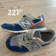 キッズ　New Balance スニーカー 22 ネイビー/オレンジ ベルクロ