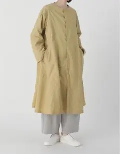 新品未使用en-enリネン・ドルマンコート・淡いくすみグリーン（裏地 
