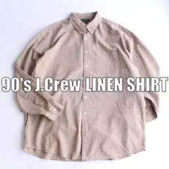 90s J.Crew リネン　チェックシャツ　巨人タグ　USA 古着【G0066