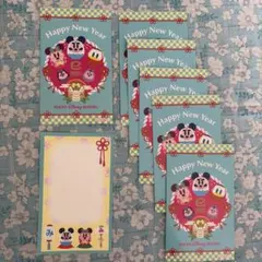ディズニー　新年カード 2025 7枚　メッセージカード　ヘビ年　巳年