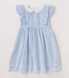 メゾピアノ(mezzo piano)衿つき肩フリルストライプワンピース 110