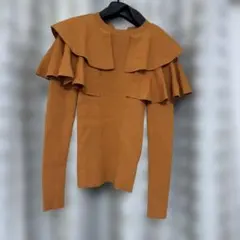 リリーブラウン 襟フリル 長袖 ニット