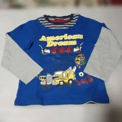 【子供服】130 長袖Tシャツ ブルー プリント ノンブランド