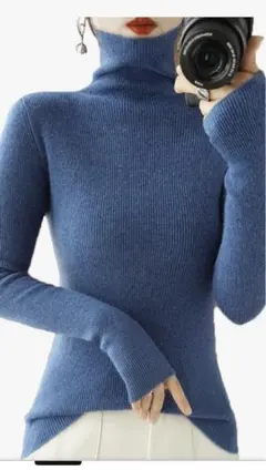 新品未使用品　タートルネックセーター　レディースMサイズ　ニット　ブルー