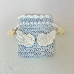 【handmade】ウィッシュコア 天使の羽 巾着 ポーチ (星)