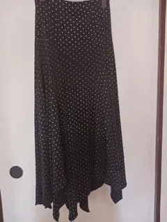 水玉模様 フレアロングスカート