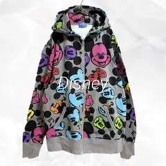 a1230 東京ディズニーリゾートミッキーフェイス総柄パーカーLL 大きいサイズのサムネイル