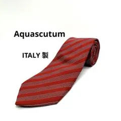 良品 ストライプ アクアスキュータム ネクタイ イタリア製 シルク 61217