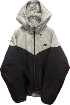 【美品】NIKE 中綿ジャケット 00s 銀×黒 ワンポイントビッグシルエット