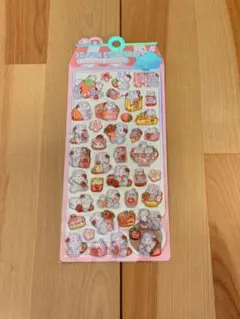 新品！ボンボンドロップシール　3D　ぷくぷくシール　ラメ入り　うさぎ&いちご柄