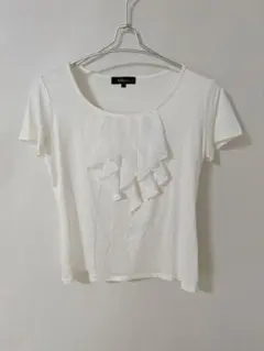リフレクト フリル Uネック 半袖 Tシャツ カットソー オフホワイト 11のサムネイル