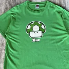00s スーパーマリオ 1upキノコ Tシャツ キャラT グリーン ゲームT Lのサムネイル