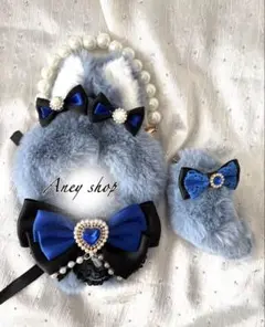 ❤︎ぬい服犬耳　青10-12cmパールストラップ付き❤︎ ⑧のサムネイル