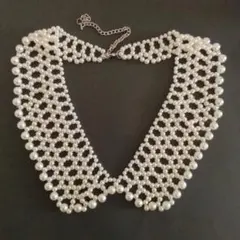 パール風ビーズ ネックレス　つけ襟