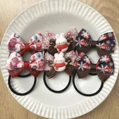 ハンドメイド キッズ リボン ヘアゴム セット 　＊クリスマス【52】＊
