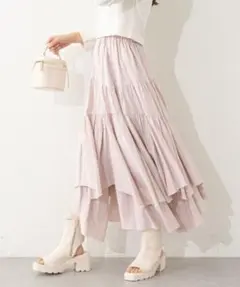ティアードピンクロングスカート