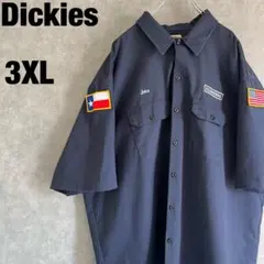 ディッキーズ ワークシャツ 3XL 紺 企業ワッペン 刺繍 星条旗 ビッグサイズのサムネイル