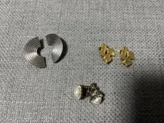 イヤリング　大ぶり　シルバー、ゴールド、パール3個セット