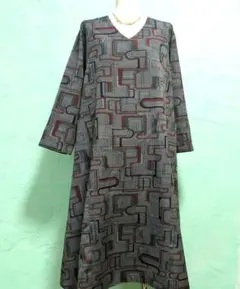 着物リメイクゆったりＡラインワンピース　LL〜LLL位