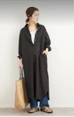 美品 アーバンリサーチ*リネン シャツワンピース 黒
