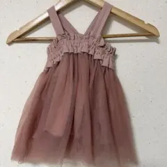 breezeフリル付きピンクチュールワンピース