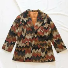 【美品】レトロ ヴィンテージ テーラードジャケット オレンジ系 小柄 Sサイズ