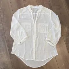 セシルマクビー　ホワイトシフォンシャツ レース付き