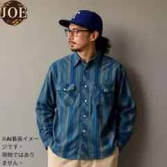 80-90s Wranglerラングラー ウエスタンシャツ ブルー系 ストライプ