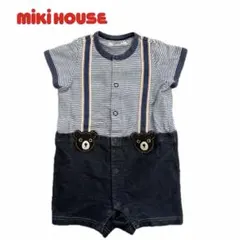 DOUBLE B ストライプロンパース 80cm