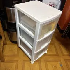 ホワイト 3段 衣類収納ケース キャスター付き
