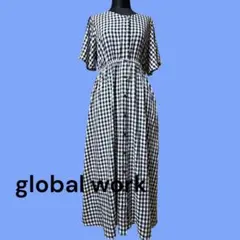 GLOBAL WORK ギンガムチェック シャツワンピース 半袖　Ｍサイズ