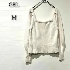 グレイル 【M】 ニット セーター スクエアネック リブ編み 白 シンプル 春秋