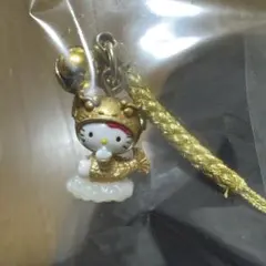 販売終了（絶版）名古屋限定金のしゃちほこキティ根付けストラップ