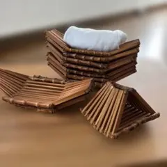 竹製おしぼりトレイセット10個